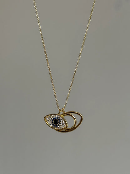 Gold Rengi Taşlı Göz Model Kadın Kolye