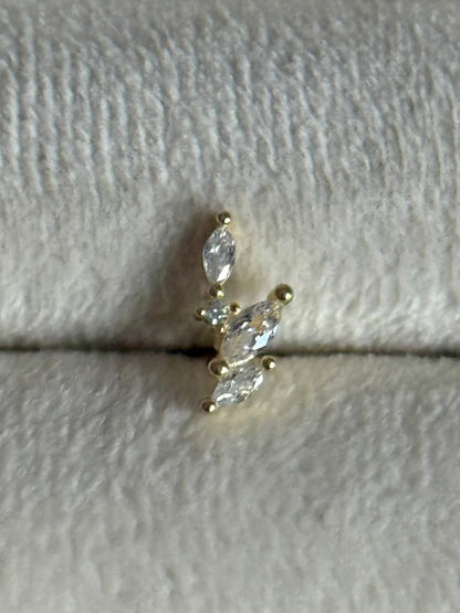 Gold Rengi 925 Ayar Gümüş Piercing