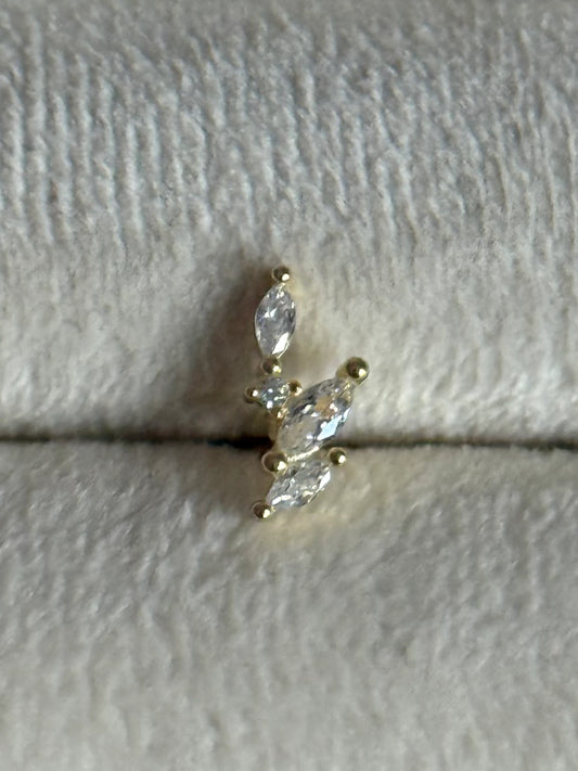 Gold Rengi 925 Ayar Gümüş Piercing