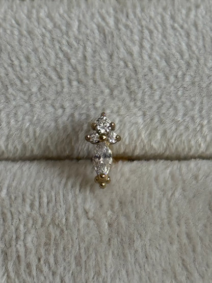 Gold Rengi Taşlı Çelik Piercing