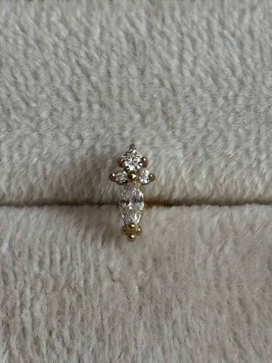Gold Rengi Taşlı Çelik Piercing