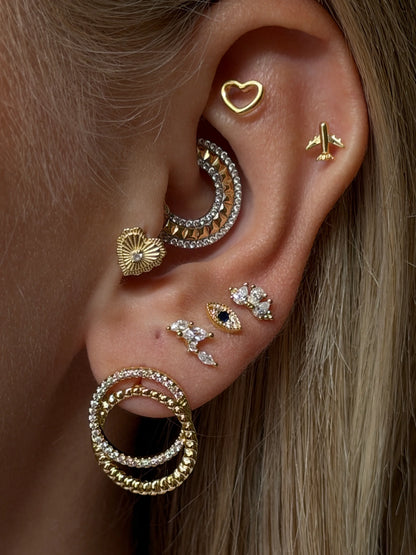 Gold Rengi 925 Ayar Gümüş Piercing
