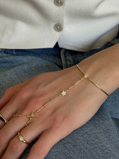 Gold Rengi Yıldız Model Kelepçe Bileklik Şahmeran