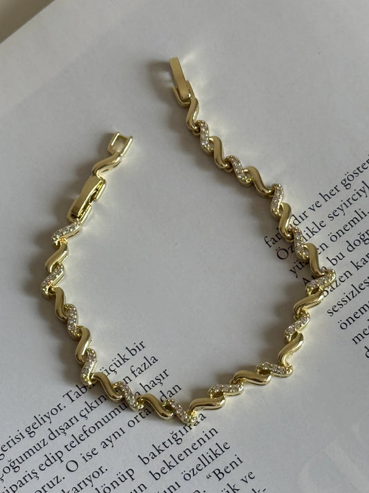 Gold Rengi Dalga model Kadın Bileklik