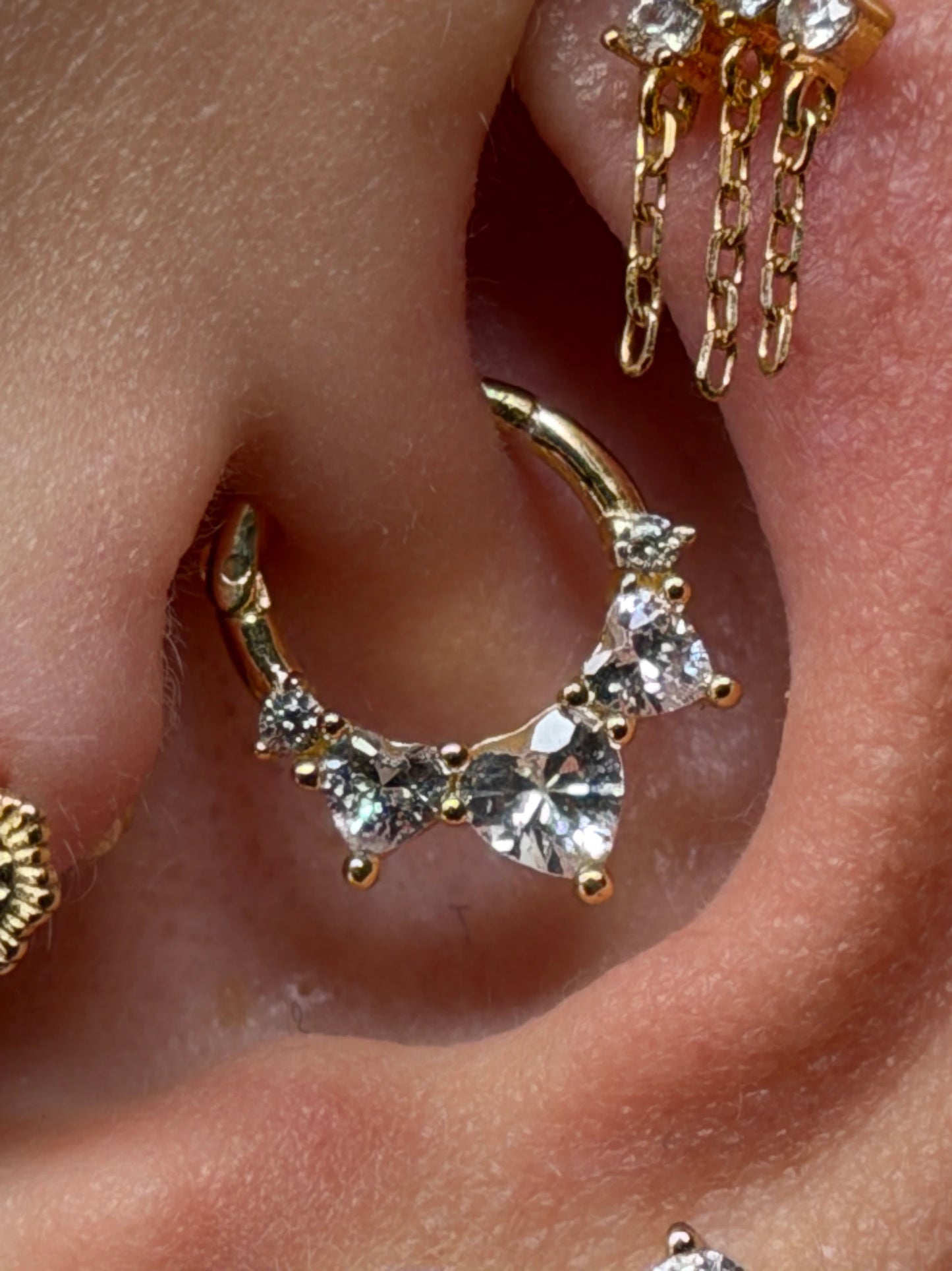 Gold Rengi 925 Ayar Gümüş Daith Piercing