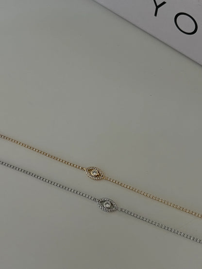 Zirkon Taşlı Göz Figürlü Kadın Bileklik