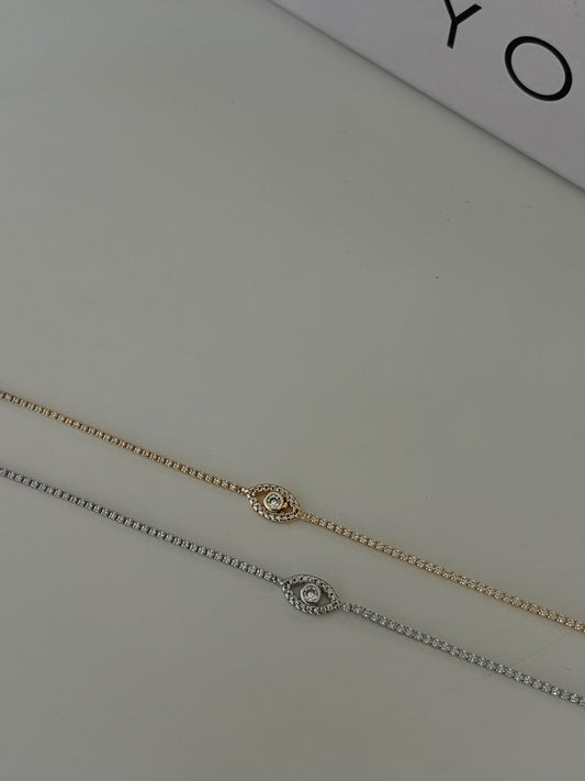 Zirkon Taşlı Göz Figürlü Kadın Bileklik