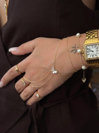 Gold Rengi Beyaz Sedef Taşlı Kelebek Model Kadın Şahmeran