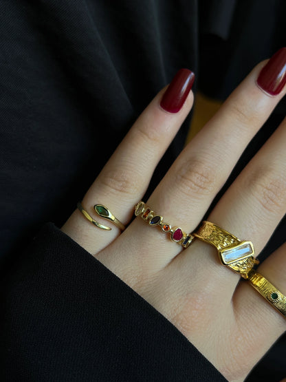 Gold Rengi Zirkon Taş Detaylı Yılan Model Kadın Serçe Parmak Yüzük