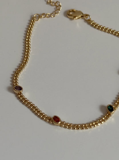 Gold Rengi Renkli Taşlı Kadın Bileklik