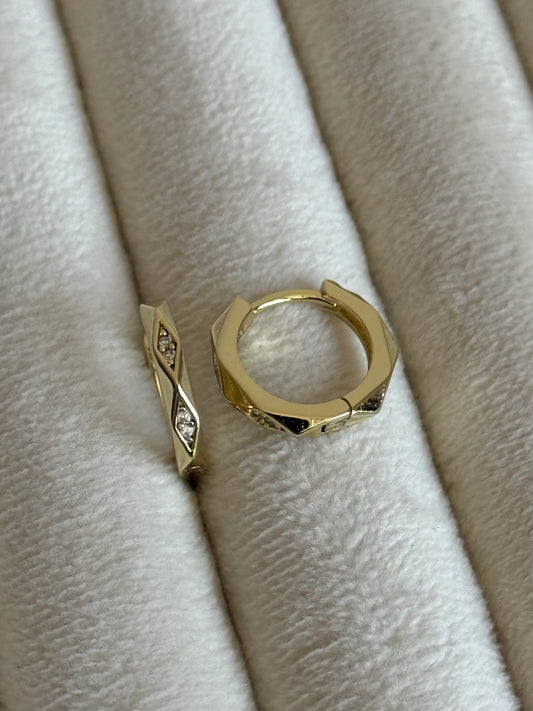 Gold Rengi Çoklu Köşeli Minimal Halka Xupıng Kadın Küpe