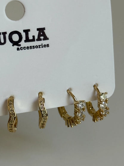 Gold Rengi Halka Model Set Küpe