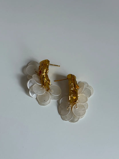 Gold Rengi Yuvarlak Sedef Taşlı Kadın Küpe