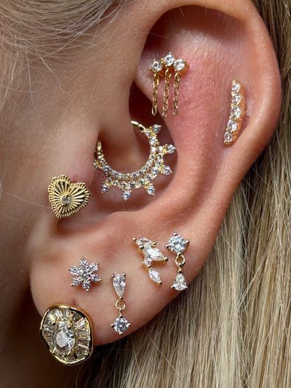 Gold Rengi 925 Ayar Gümüş Daith Piercing