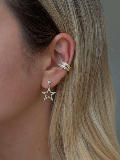 Zirkon Taşlı Sallantılı Yıldız Model Kadın Küpe