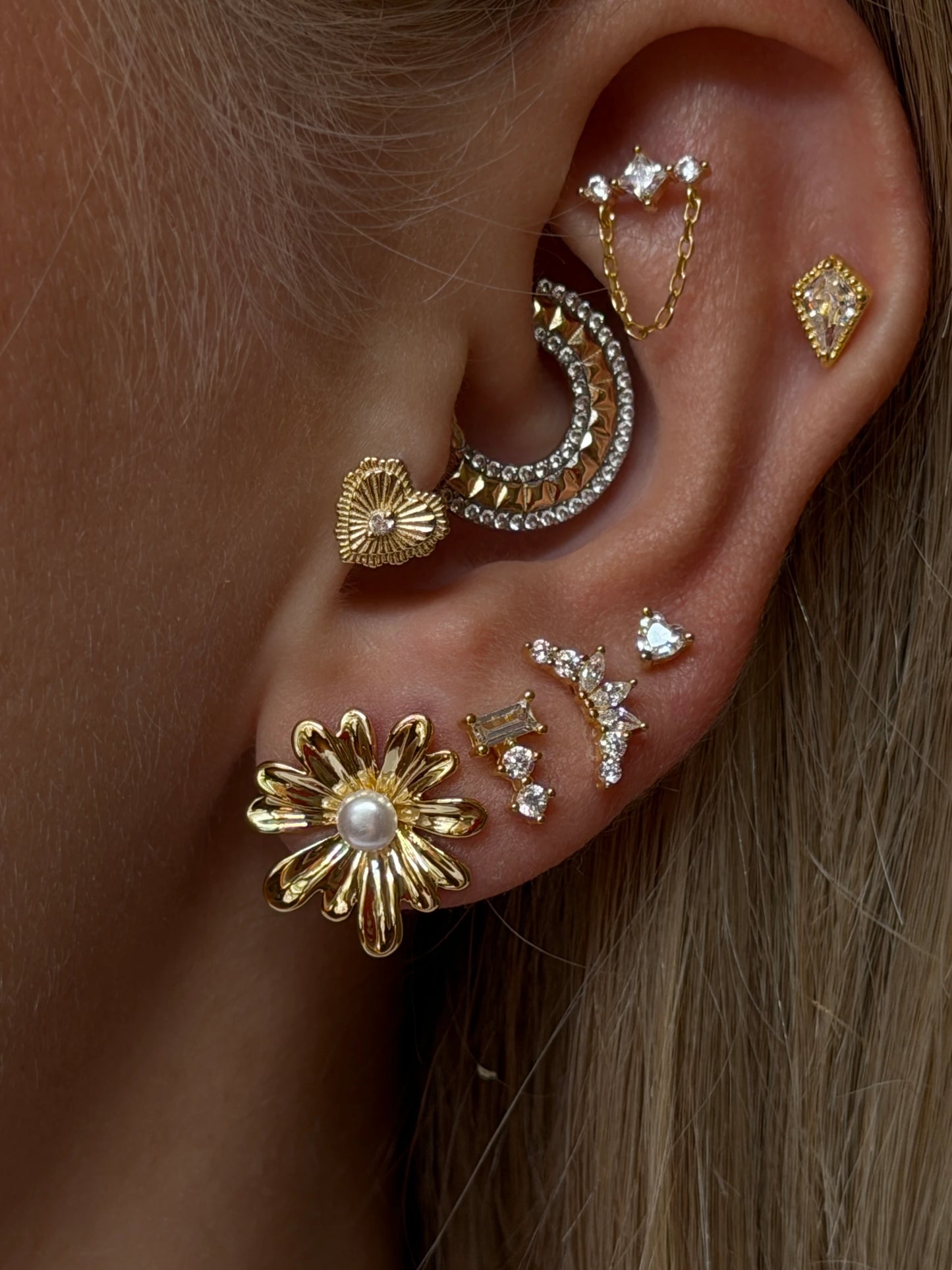 Gold Rengi 925 Ayar Gümüş Piercing