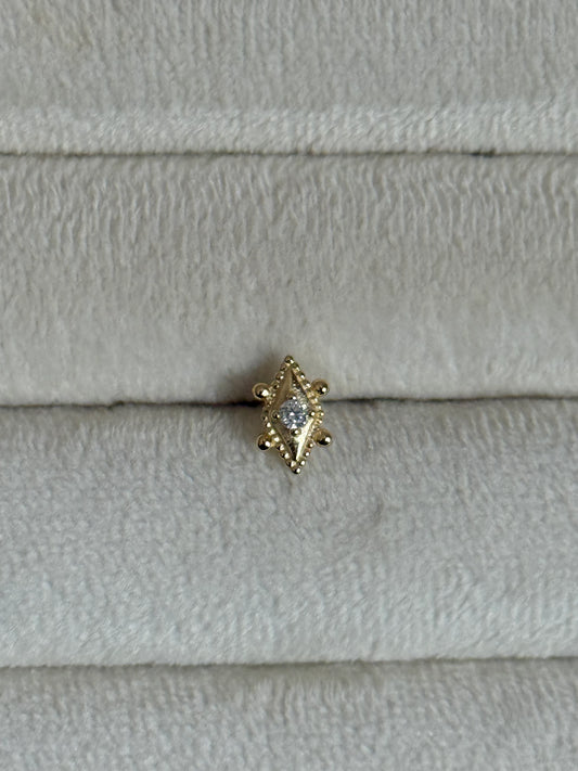 Gold Rengi 925 Ayar Gümüş Piercing