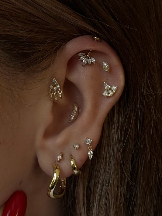 Gold Rengi 925 Ayar Gümüş Piercing