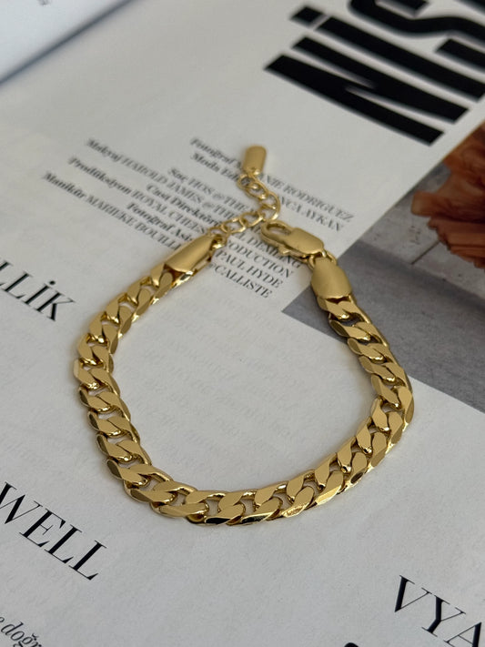 Gold Rengi Kalın Zincir Model Kadın Bileklik