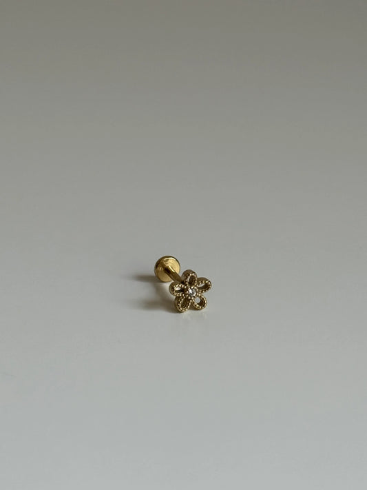 Gold Rengi Çiçek Model Çelik Piercing