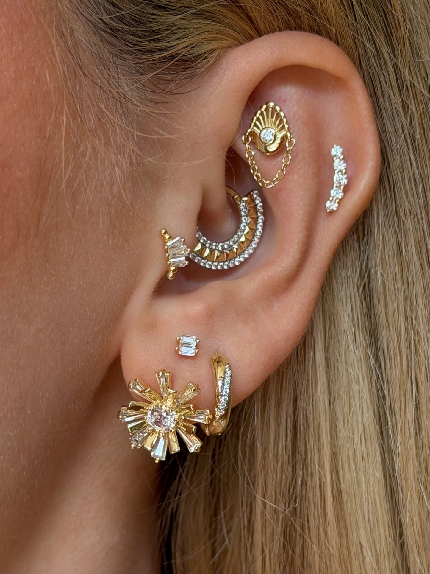 Gold Rengi 925 Ayar Gümüş Piercing