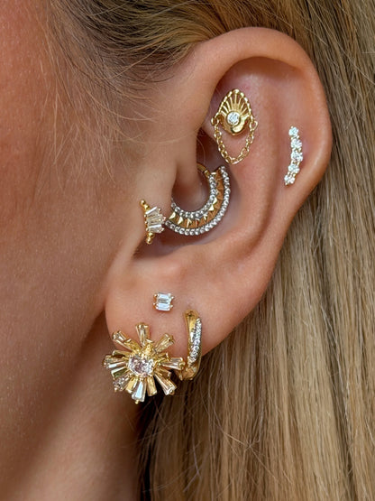 Gold Rengi 925 Ayar Gümüş Piercing