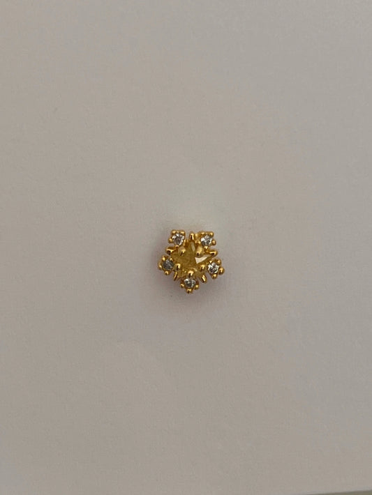 Gold Rengi Zirkon Taşlı Yıldız Piercing