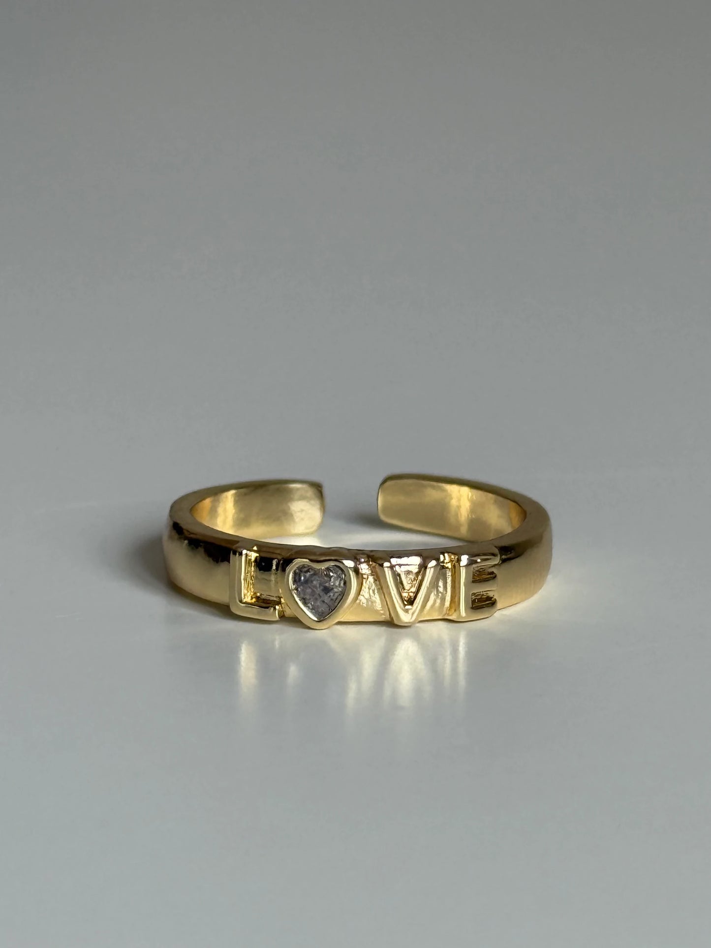 Gold Rengi 'Love' Yazılı Kadın Yüzük