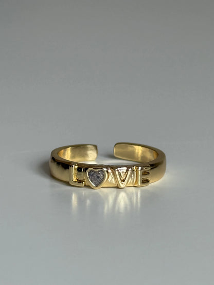 Gold Rengi 'Love' Yazılı Kadın Yüzük