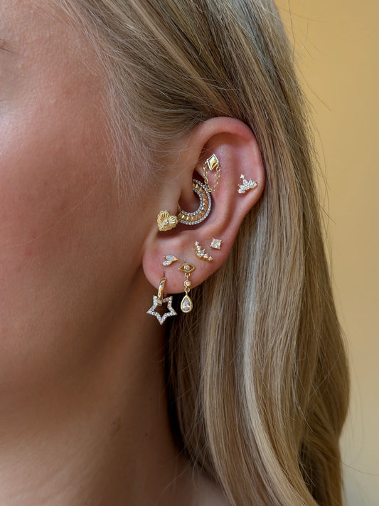Gold Rengi 925 Ayar Gümüş Piercing