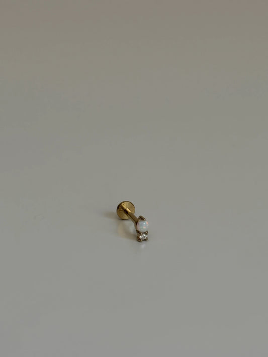 Gold Rengi Beyaz Taşlı Çelik Piercing