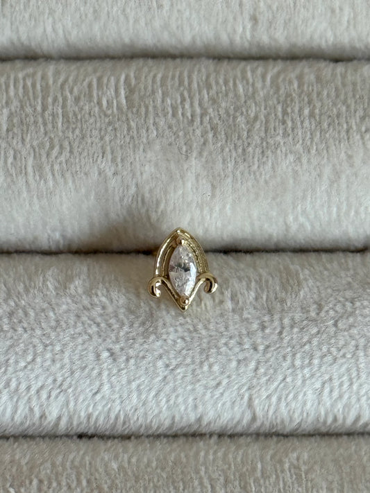 Gold Rengi 925 Ayar Gümüş Piercing