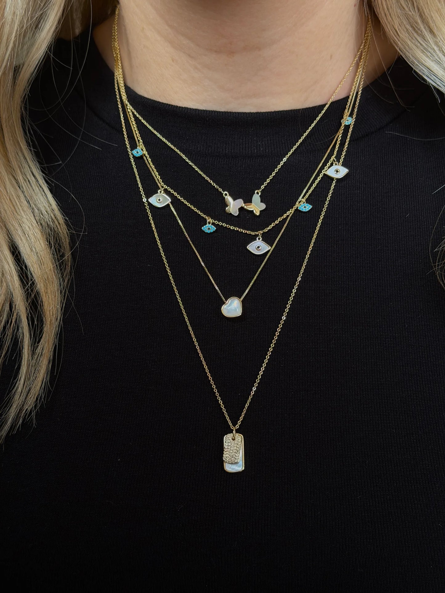 Gold Rengi Beyaz Taşlı Kalp Kadın Kolye
