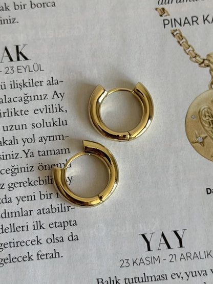 Gold Rengi Küçük Halka Xupıng Kadın Küpe