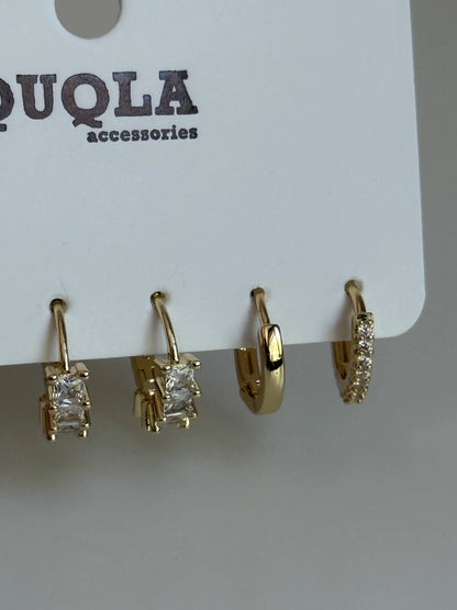 Gold Rengi Halka Model Set Küpe