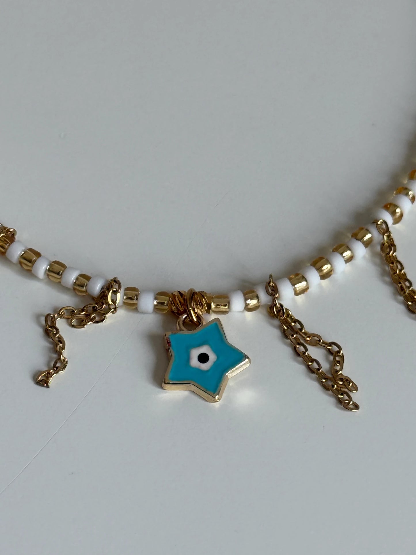 Gold Rengi Beyaz Taşlı Yıldız Sallantılı Kadın Halhal