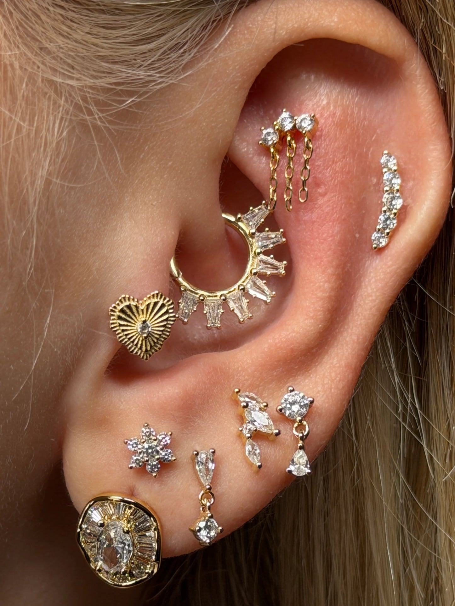 Gold Rengi 925 Ayar Gümüş Daith Piercing
