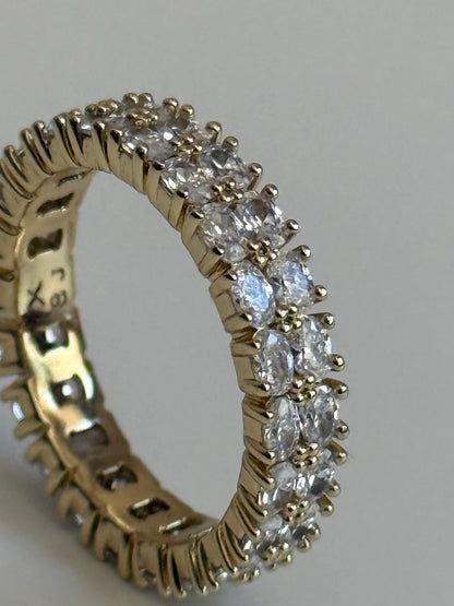 Gold Rengi Çift Sıra Taşlı Xupıng Kadın Yüzük