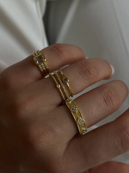 Gold Rengi Baget Zirkon Taşlı Serçe Parmak Kadın Yüzük