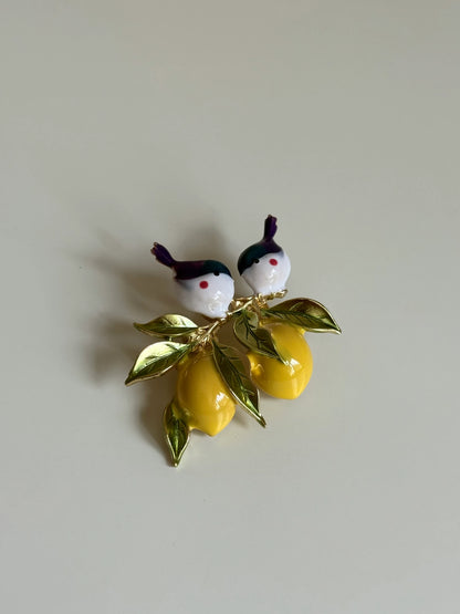 Kuş Figürlü Limon Broş