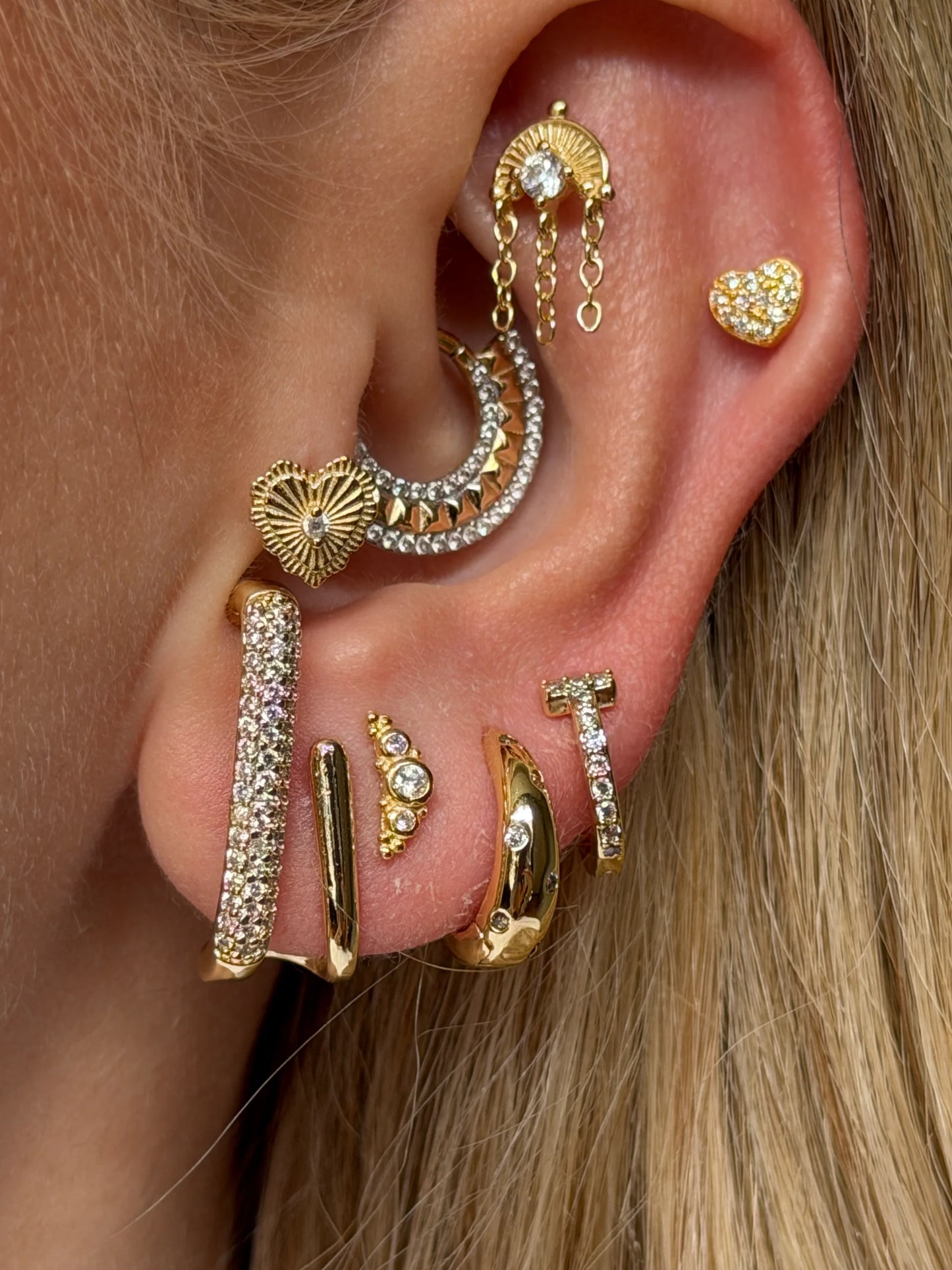 Gold Rengi 925 Ayar Gümüş Piercing