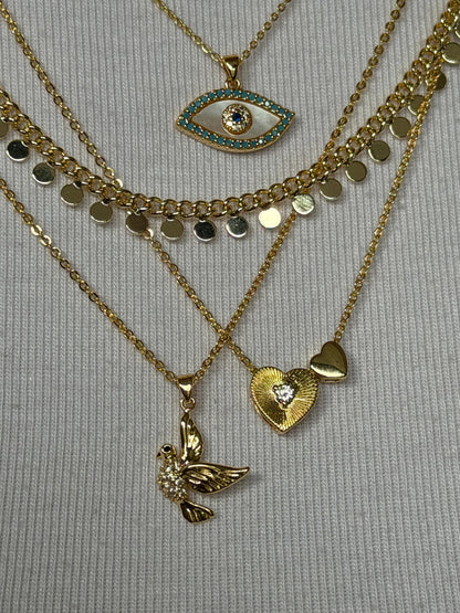 Gold Rengi Kuş Figürlü Kadın Kolye
