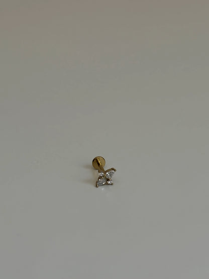 Gold Rengi Taşlı Çelik Piercing