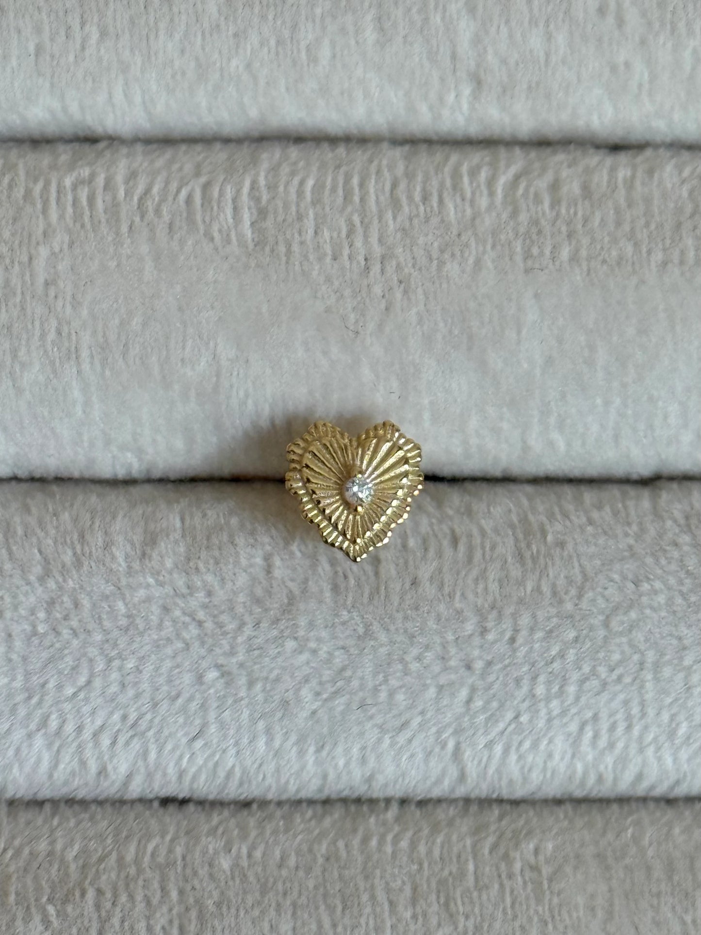 Gold Rengi 925 Ayar Gümüş Kalp Piercing