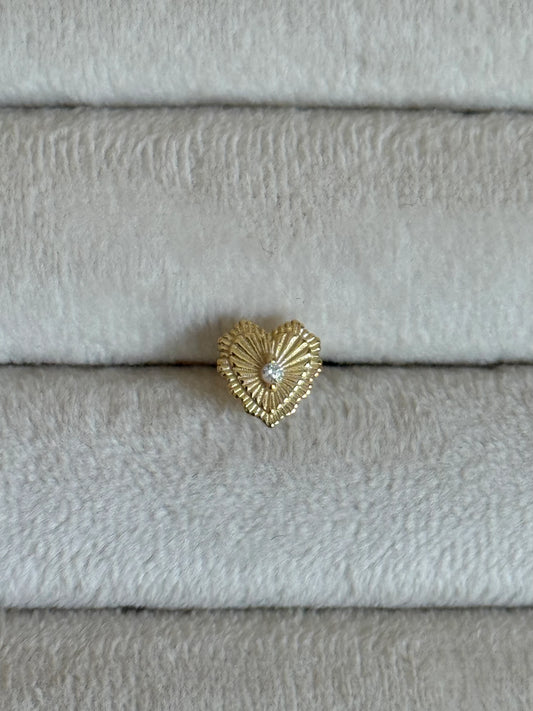 Gold Rengi 925 Ayar Gümüş Kalp Piercing