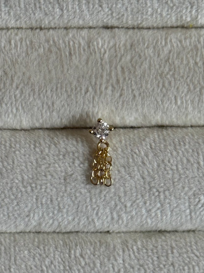 Gold Rengi 925 Ayar Gümüş Piercing