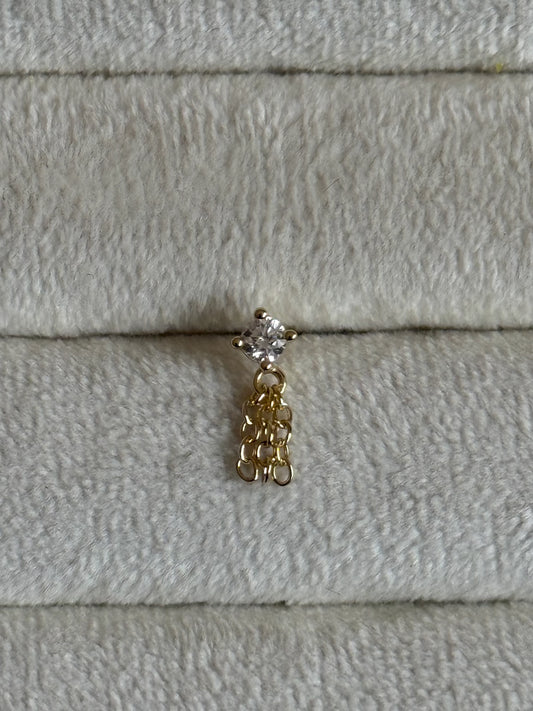 Gold Rengi 925 Ayar Gümüş Piercing