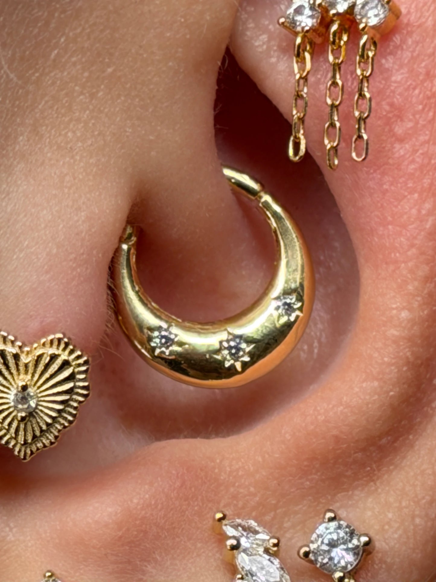 Gold Rengi 925 Ayar Gümüş Daith Piercing
