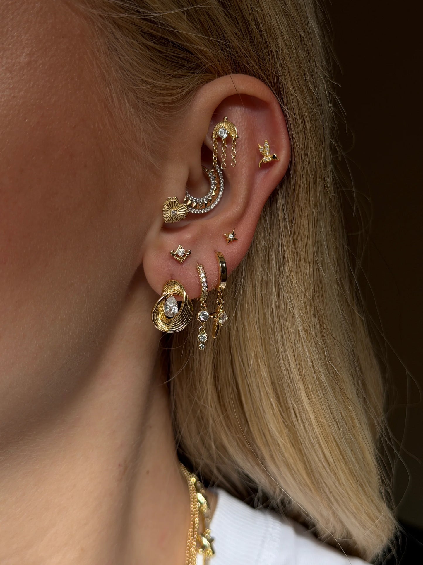 Gold Rengi 925 Ayar Gümüş Piercing