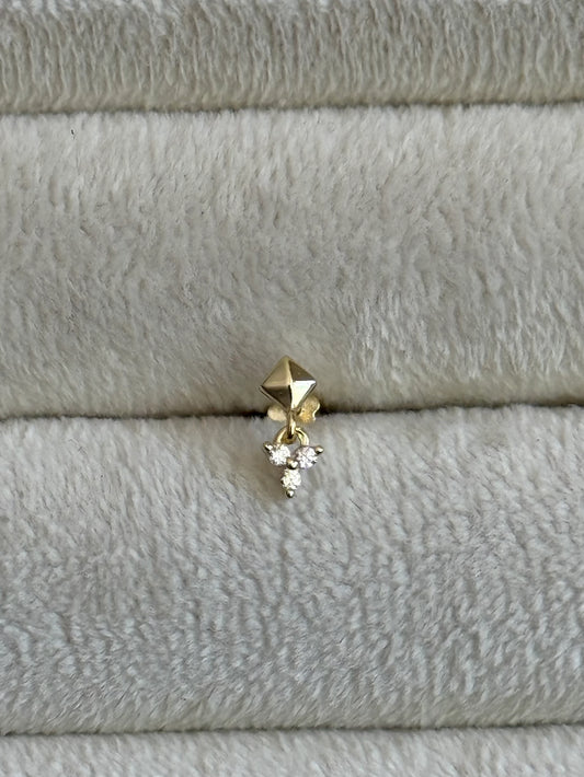 Gold Rengi 925 Ayar Gümüş Piercing